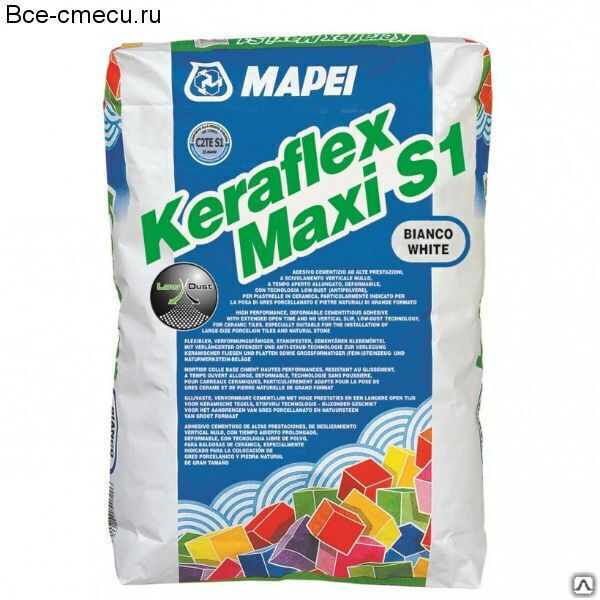 Плиточный клей цементный KERAFLEX MAXI КЕРАФЛЕКС Макси S1 белый 25 кг