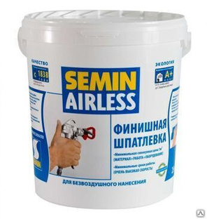 Шпатлевка финишная для безвоздушного нанесения AIRLESS SEMIN Айерлесс Семин 25 кг белая 