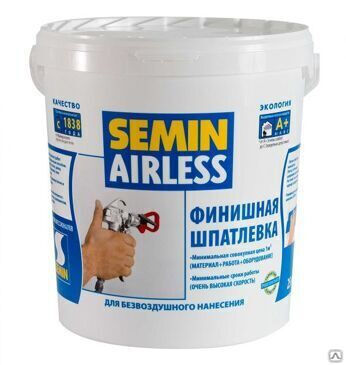 Шпатлевка финишная для безвоздушного нанесения AIRLESS SEMIN Айерлесс Семин 25 кг белая