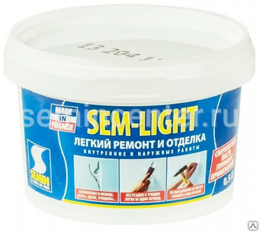 Шпатлевка безусадочная для ремонта трещин SEM-LIGHT SEMIN сэм-лайт Семин 1 л