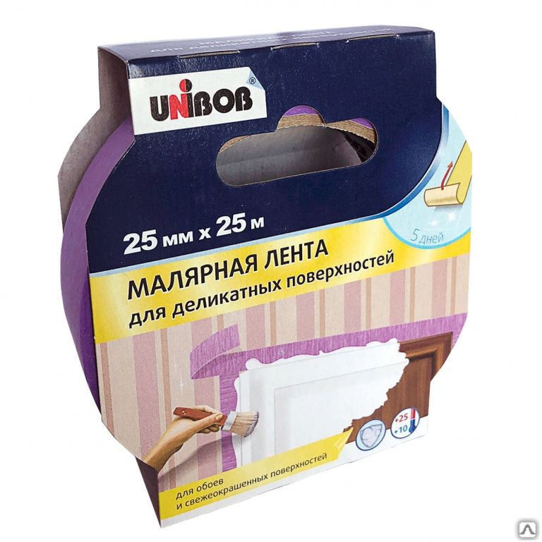 Лента малярная Unibob Унибоб фиолетовая 25мм х 25м