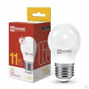 Лампа светодиодная LED-ШАР-VC 11 Вт шар 3000К теплый цвет белый E27 1050 лм 230 В IN HOME 4690612020600 