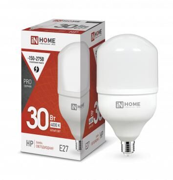 Лампа светодиодная высокомощная LED-HP-PRO 30 Вт цилиндр 4000К нейтральный белый E27 2850 лм 230 В IN HOME 4690612031071