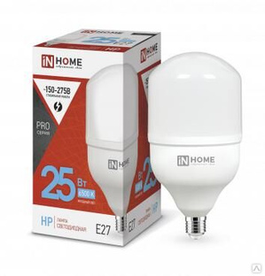 Лампа светодиодная высокомощная LED-HP-PRO 25 Вт цилиндр 6500К холод. бел. E27 2380лм 230В IN HOME 4690612031064 