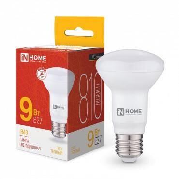 Лампа светодиодная LED-R63-VC 9 Вт рефлектор 3000К теплый цвет белый E27 810 лм 230 В IN HOME 4690612024301