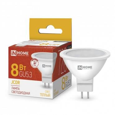 Лампа светодиодная LED-JCDR-VC 8 Вт рефлектор 3000К теплый цвет белый GU5.3 720 лм 230 В IN HOME 4690612020327
