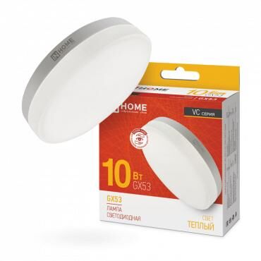 Лампа светодиодная LED-GX53-VC 10 Вт таблетка 3000К теплый цвет белый GX53 950 лм 230 В IN HOME 4690612020754