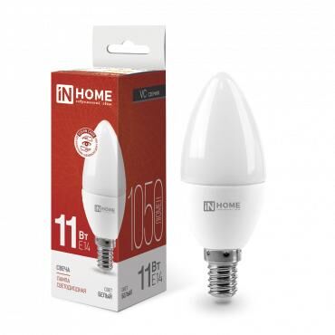 Лампа светодиодная LED-СВЕЧА-VC 11 Вт свеча 4000К нейтральный цвет белый E14 1050 лм 230 В IN HOME 4690612020471