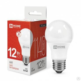 Лампа светодиодная LED-A60-VC 12 Вт 230 В E27 4000К 1080 лм IN HOME 4690612020242 