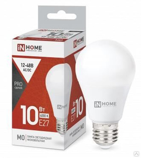 Лампа светодиодная низковольтная LED-MO-PRO 10 Вт грушевидная матовая 4000К нейтр. бел. E27 900лм 12-48В IN HOME 
