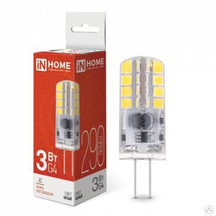 Лампа светодиодная LED-JC 3Вт 12В G4 4000К 290лм IN HOME 4690612036021 
