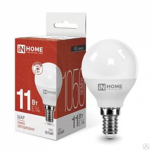 Лампа светодиодная LED-ШАР-VC 11 Вт шар 4000К нейтральный цвет белый E14 1050 лм 230 В IN HOME 4690612020594 