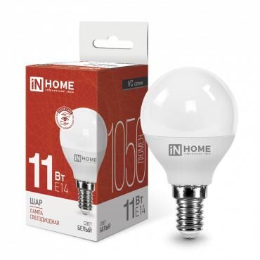 Лампа светодиодная LED-ШАР-VC 11 Вт шар 4000К нейтральный цвет белый E14 1050 лм 230 В IN HOME 4690612020594