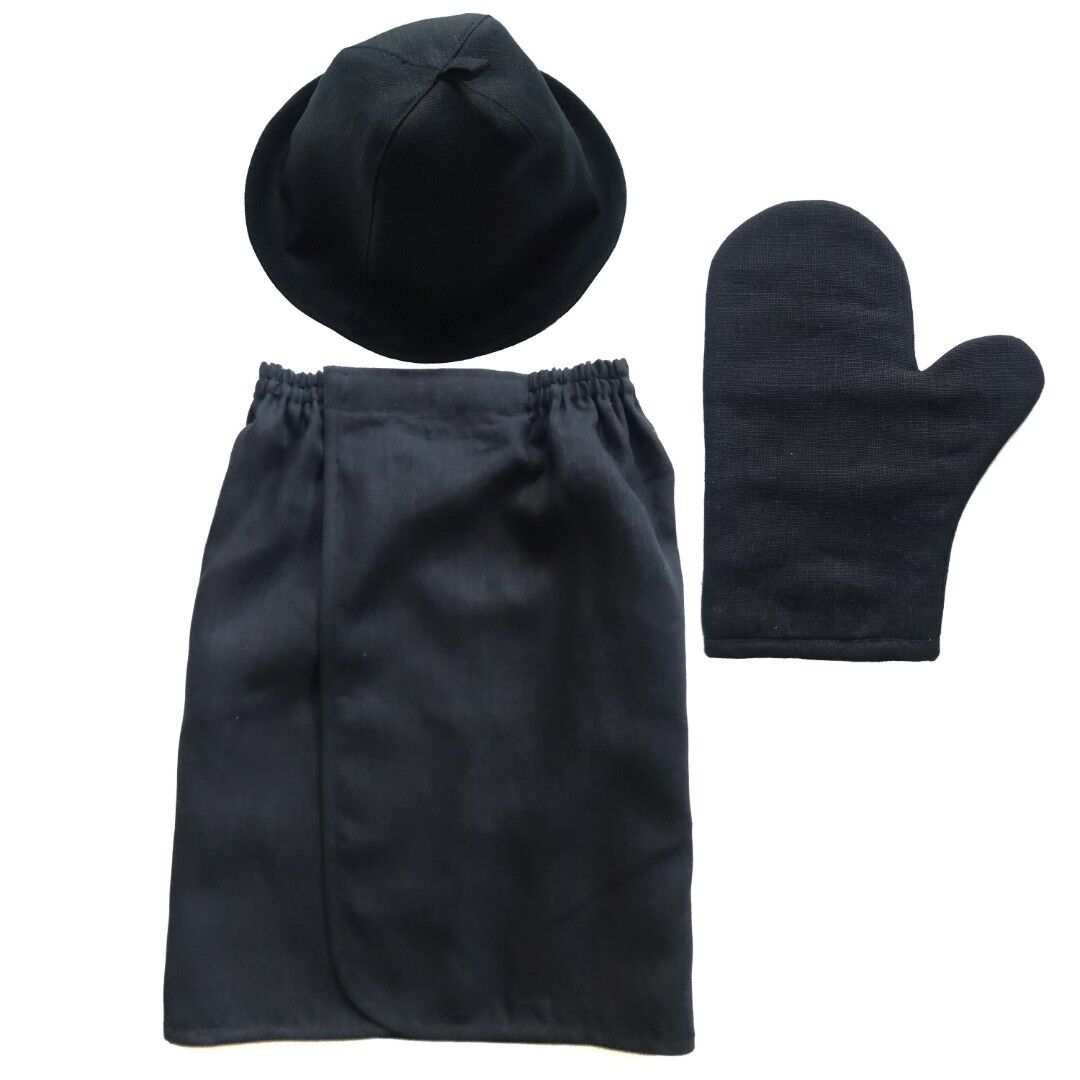 Набор Linen Steam Уголь (шапка, рукавица, килт)