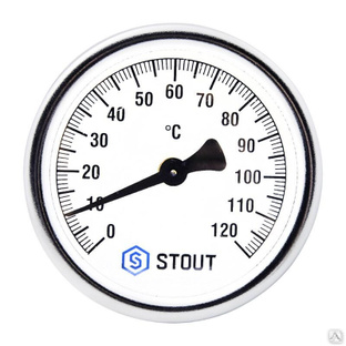 Термометр биметаллический с погружной гильзой Т63/50, 1/2'' STOUT 0...160°С 