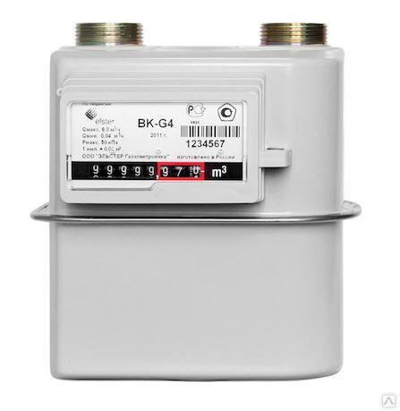 Счетчик газовый бытовой ВК G4 правый V1.2 (м\о 110 мм, резьб. соед. 32) 2022г.