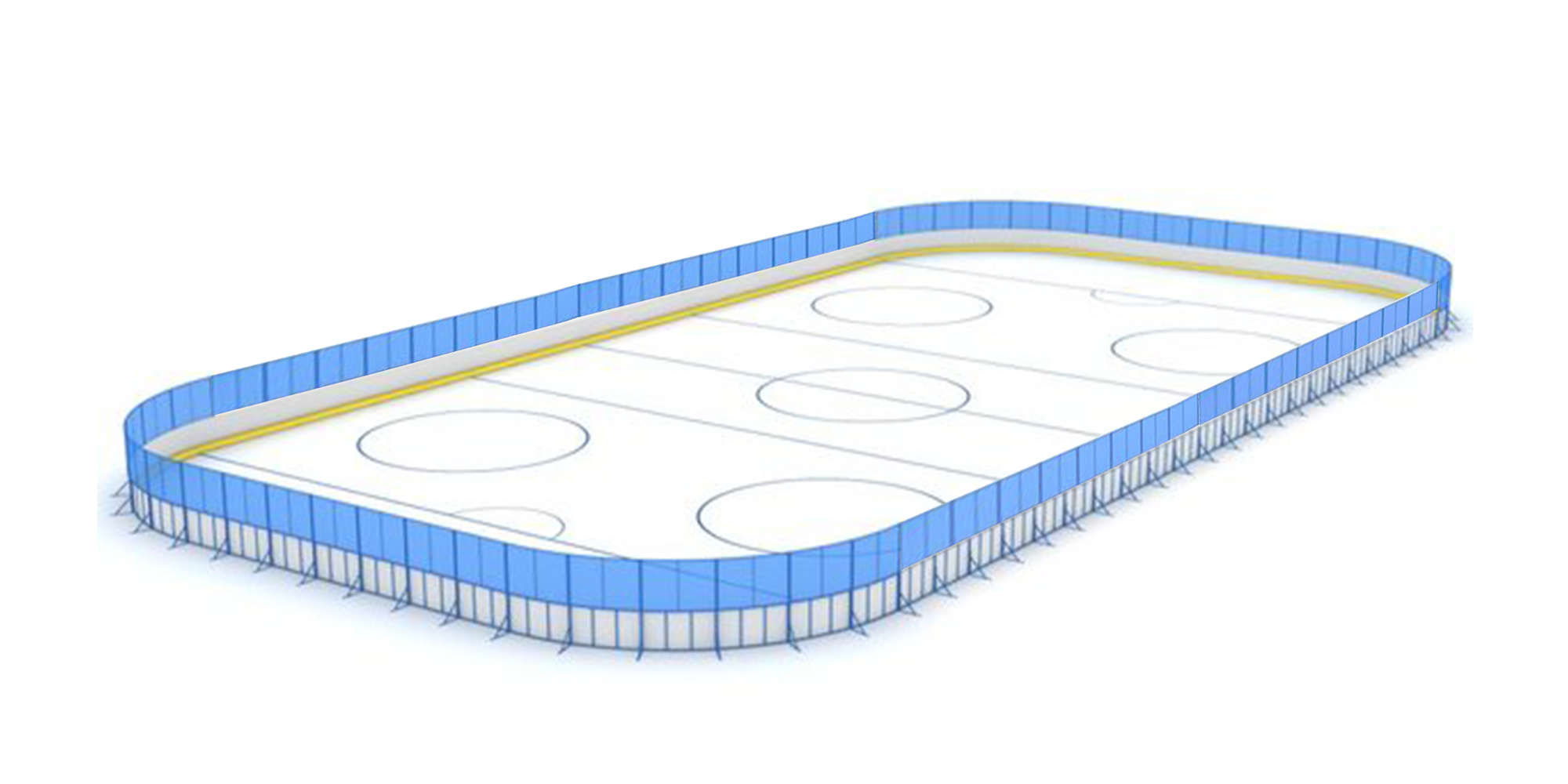 Хоккейная коробка 26 м х 56 м стеклопластик ограждение по кругу