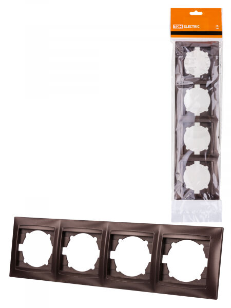 Рамка 4-х постовая горизонтальная шоколад "Лама" TDM ELECTRIC