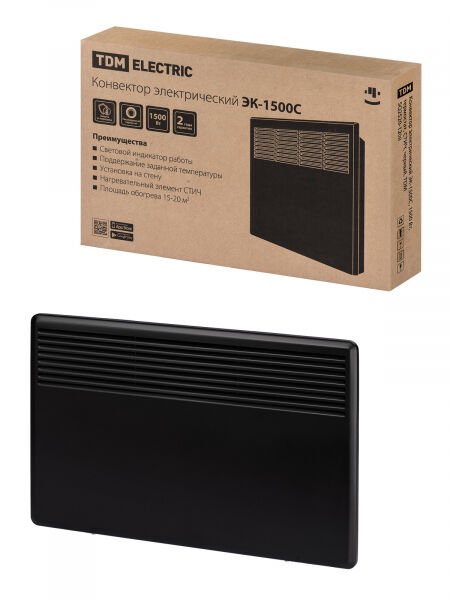 Конвектор ЭК-1500С 1500Вт термостат СТИЧ черный (5) TDM ELECTRIC