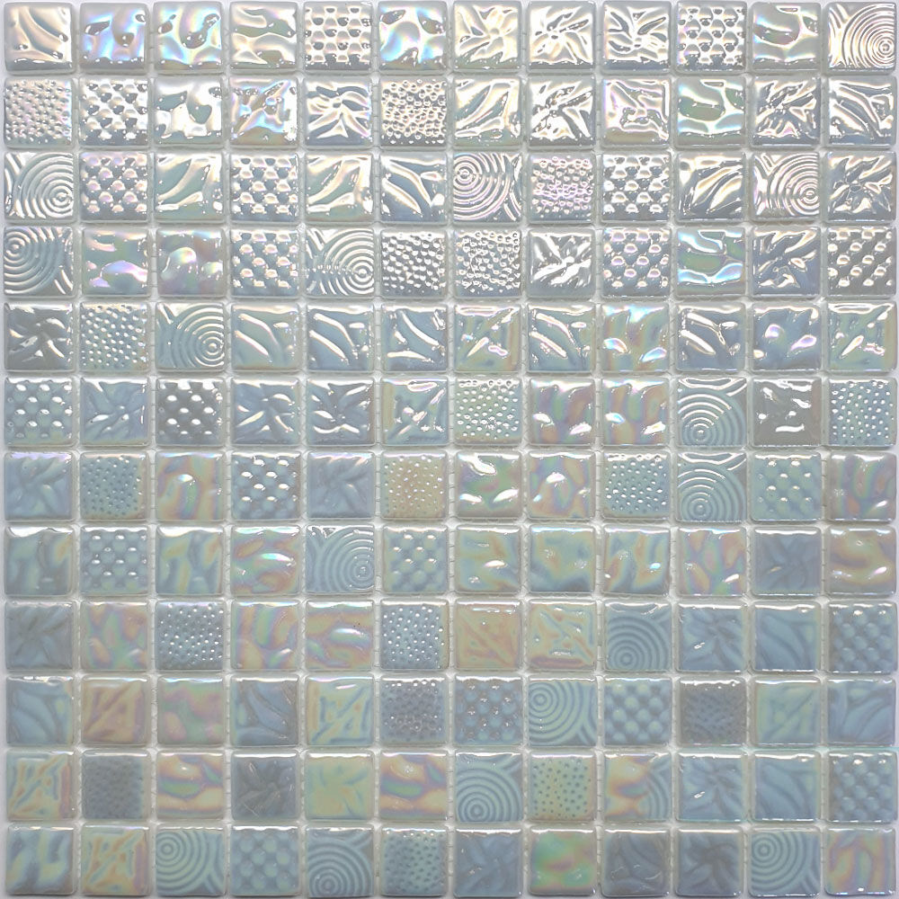 Мозаика стеклянная STP-WH005-L стекло перламутр, белый, поверхность глянцевая Steppa