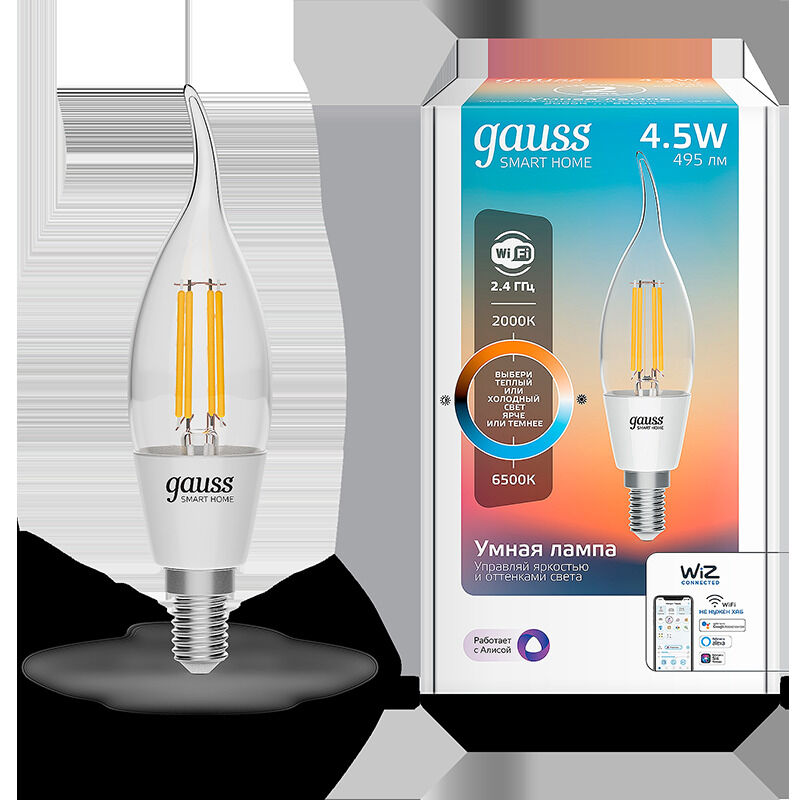 Лампа умная LED 4.5Вт 2000-6500К E14 управление по Wi-Fi Gauss 1280112