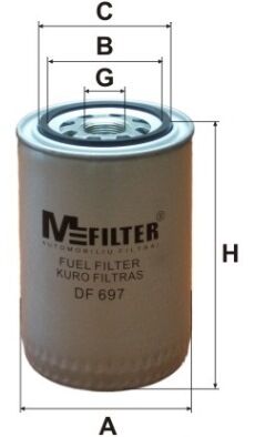 Топливный фильтр Скания Mfilter DF697 H:93 D1:72 D2:141.