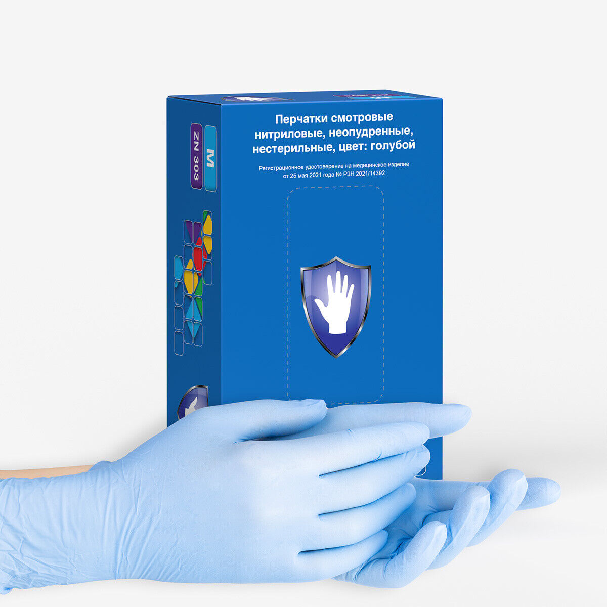 Перчатки размер M нитриловые смотровые нестерильные Safe&Care голубые