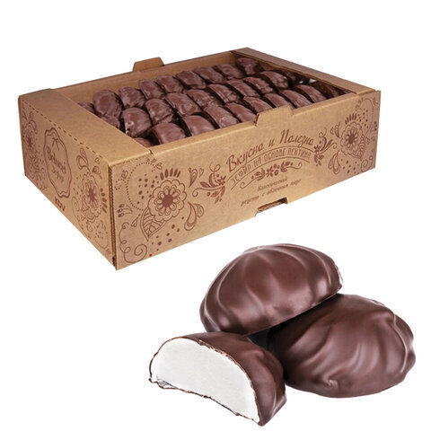 Зефир ЯШКИНО "Ванильный" в шоколадной глазури, 1000 г, картонная коробка