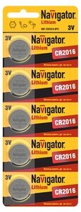 Батарейка Navigator 94763 CR2016 3V 5шт.