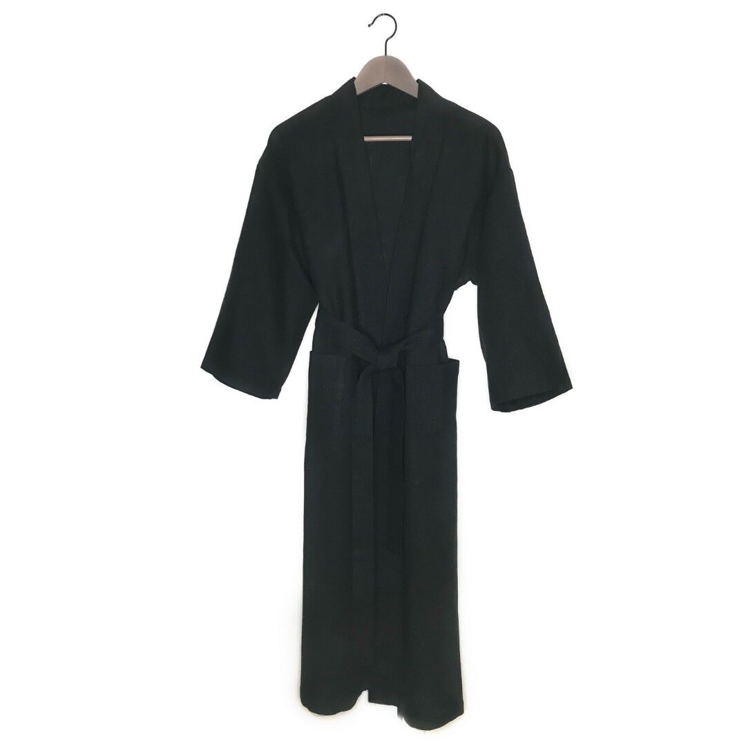 Халат кимоно для бани женский Linen Steam Уголь (чёрный, 100% лён)