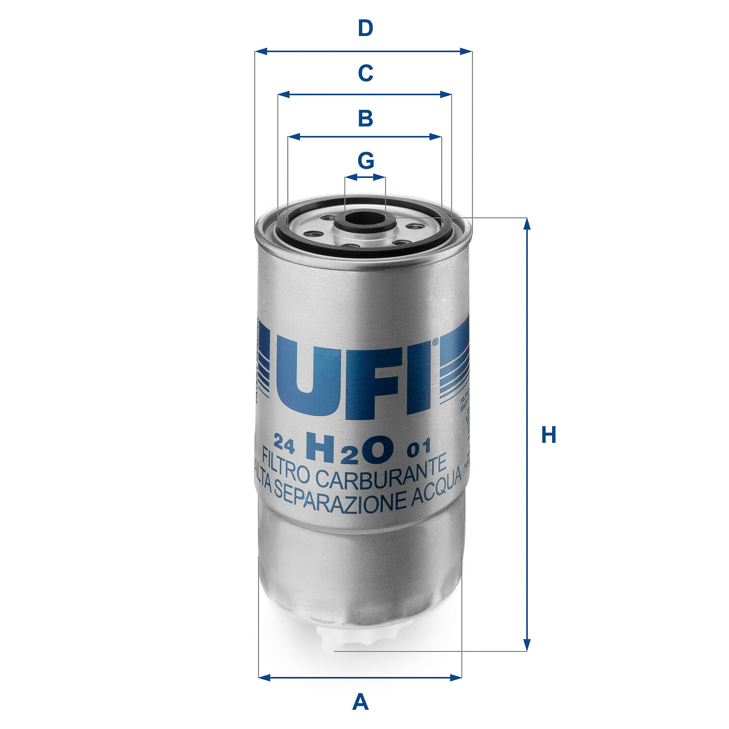 Фильтр топливный Ивеко Ufi 24.H2O.01 D1:80 D2:182 M16x1,5.