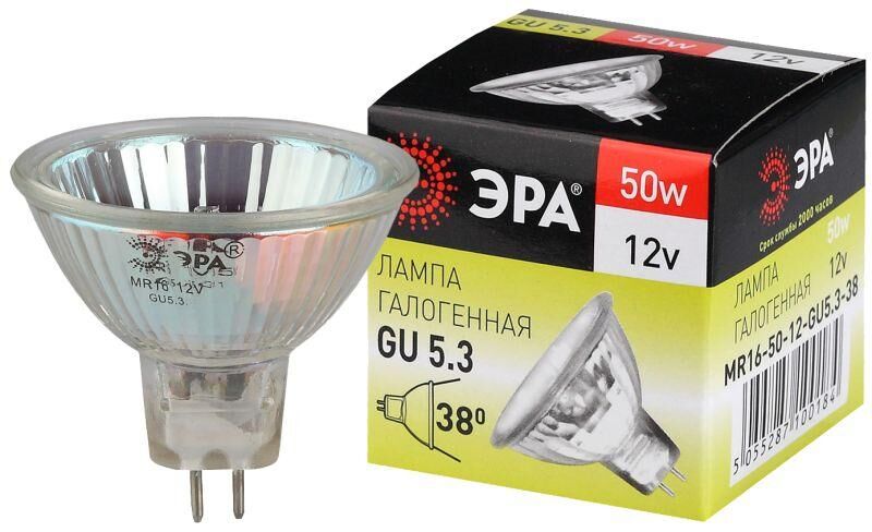 Лампа галогенная GU5.3-MR16-50W-12V-Cl ЭРА C0027358 Эра