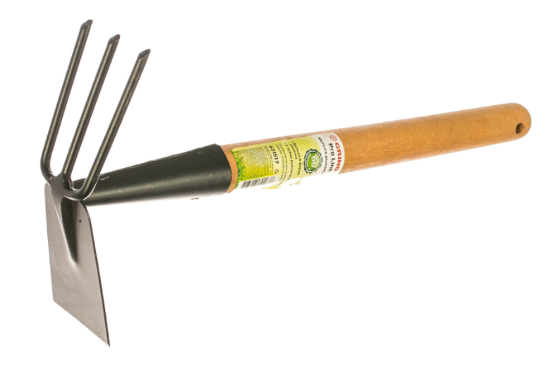 Мотыга-рыхлитель GRINDA "PROLine", лопатка+3 зуба с деревянной ручкой, 113х100х575мм