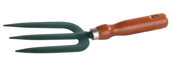 Вилка GRINDA посадочная из углеродистой стали с деревянной ручкой, 275 мм