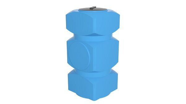 Емкость К 500 литров, вертикальная, отвод (цвет голубой)