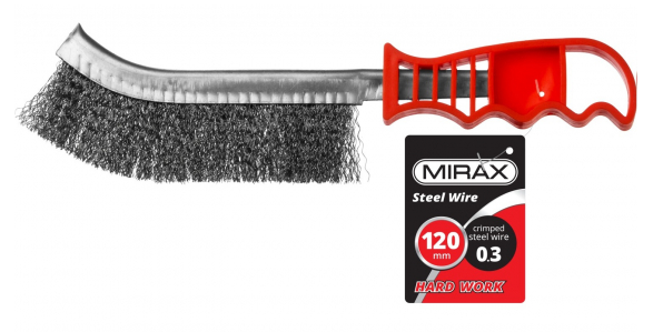 Щетка MIRAX ручная с пластм. ручкой, однорядная, витая стальная проволока 0,3 мм,