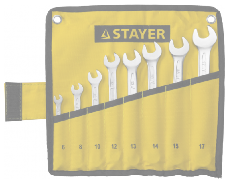 Набор комбинированных гаечных ключей STAYER 8 шт, 6 - 17 мм