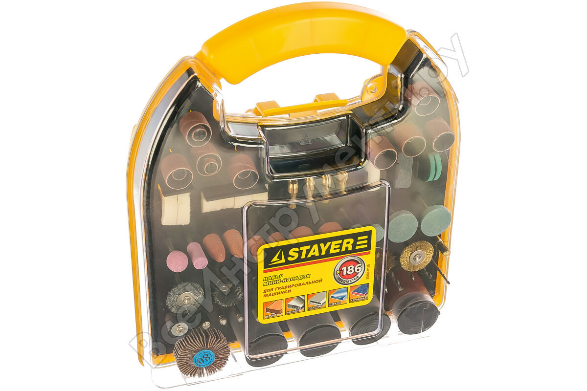 Набор STAYER "MASTER" мини-насадки для гравера, 186 предметов, пластиковый кейс