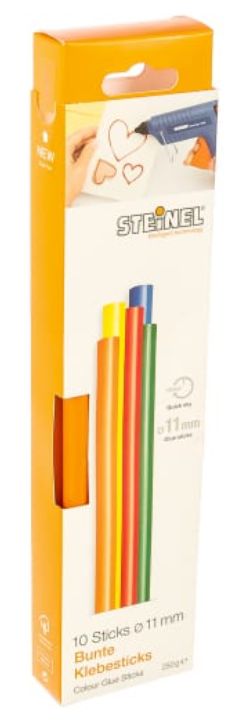 Стержни клеевые разноцветные для бумаги_древесины_картона_фетра и материи D=11mm/L=250mm_ 250г_10шт.
