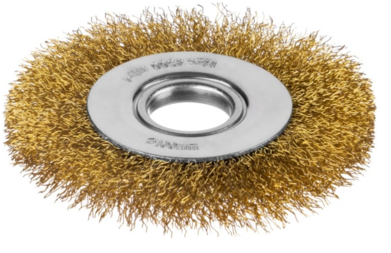 Щетка дисковая MIRAX для УШМ, витая стальная латунированная проволока 0,3 мм, d=100 мм