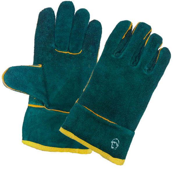 Перчатки "РосМарка" зеленые цельноспилковые с подкладкой, 26см