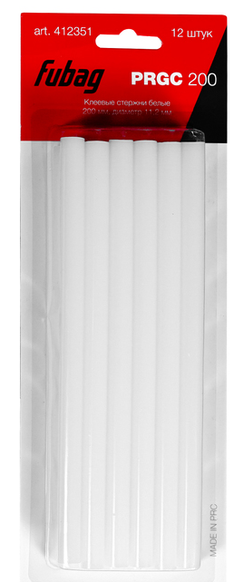 Стержни клеевые FUBAG PRGC 200_200мм_11,2мм_12шт(цвет белый)