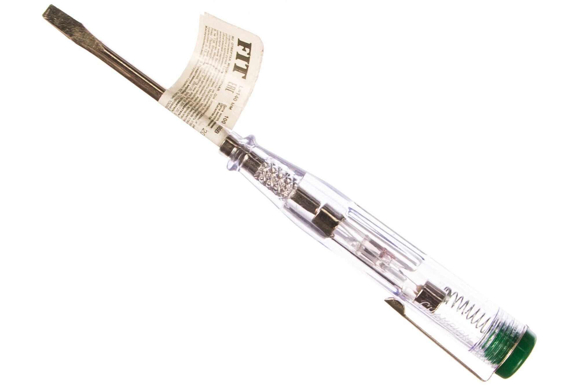 Отвертка FIT индикаторная белая ручка, 100-500 В, 140 мм