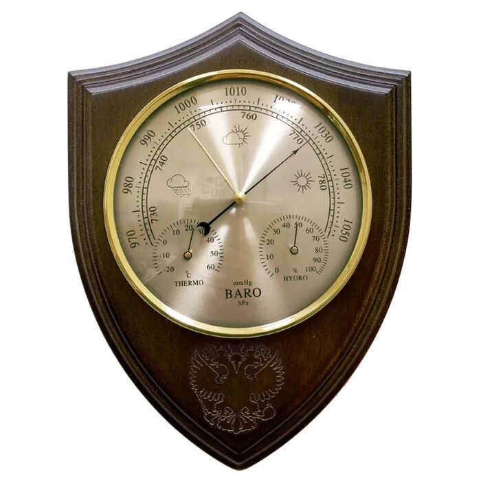 БРИГ КМ91372ТГБ1-В гравировка герб золото барометр