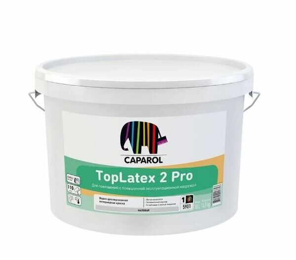 Краска для внутренних работ TopLatex2 Pro Base База 3 9,4л CAPAROL